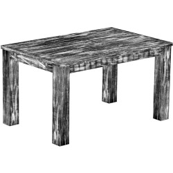 Esstisch 140x90 Rio Classico Shabby Antik Ebenholz massiver Pinien Holztisch - vorgerichtet für Ansteckplatten - Tisch ausziehba