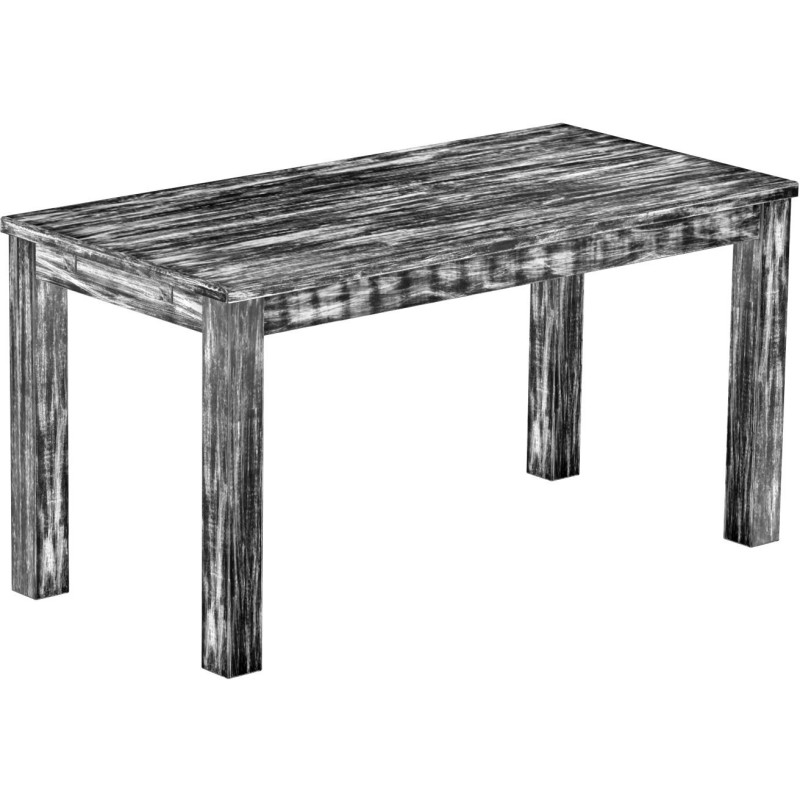 Esstisch 150x73 Rio Classico Shabby Antik Ebenholz massiver Pinien Holztisch - vorgerichtet für Ansteckplatten - Tisch ausziehba