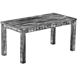 Esstisch 160x80 Rio Classico Shabby Antik Ebenholz massiver Pinien Holztisch - vorgerichtet für Ansteckplatten - Tisch ausziehba