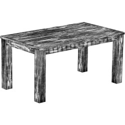 Esstisch 160x90 Rio Classico Shabby Antik Ebenholz massiver Pinien Holztisch - vorgerichtet für Ansteckplatten - Tisch ausziehba