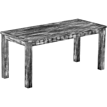 Esstisch 170x73 Rio Classico Shabby Antik Ebenholz massiver Pinien Holztisch - vorgerichtet für Ansteckplatten - Tisch ausziehba