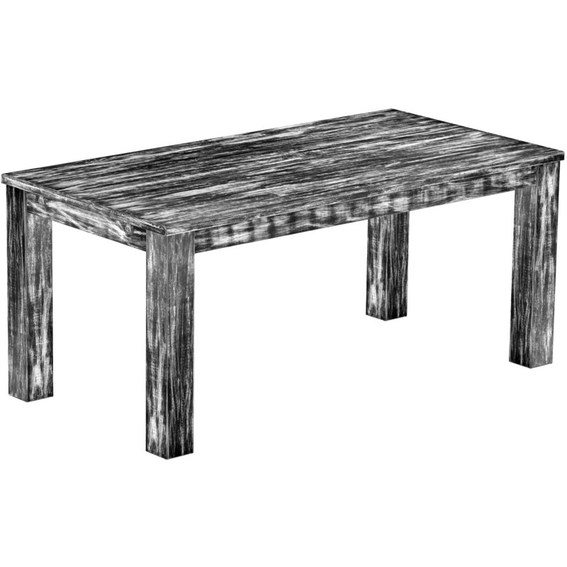 Esstisch 180x90 Rio Classico Shabby Antik Ebenholz massiver Pinien Holztisch - vorgerichtet für Ansteckplatten - Tisch ausziehba