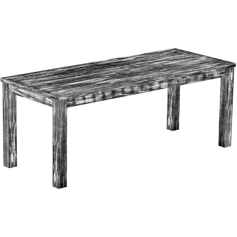 Esstisch 200x80 Rio Classico Shabby Antik Ebenholz massiver Pinien Holztisch - vorgerichtet für Ansteckplatten - Tisch ausziehba