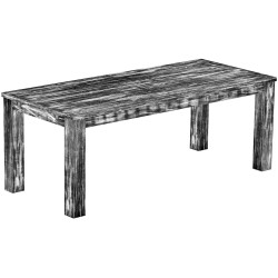 Esstisch 208x90 Rio Classico Shabby Antik Ebenholz massiver Pinien Holztisch - vorgerichtet für Ansteckplatten - Tisch ausziehba