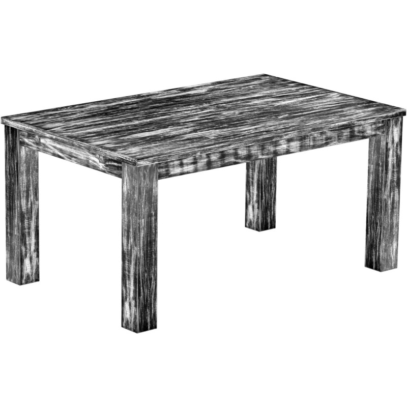 Esstisch 160x100 Rio Classico Shabby Antik Ebenholz massiver Pinien Holztisch - vorgerichtet für Ansteckplatten - Tisch ausziehb