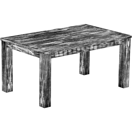 Esstisch 160x100 Rio Classico Shabby Antik Ebenholz massiver Pinien Holztisch - vorgerichtet für Ansteckplatten - Tisch ausziehb