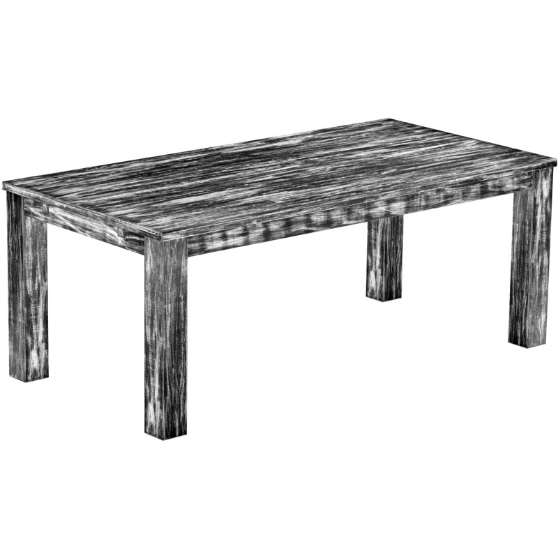 Esstisch 200x100 Rio Classico Shabby Antik Ebenholz massiver Pinien Holztisch - vorgerichtet für Ansteckplatten - Tisch ausziehb