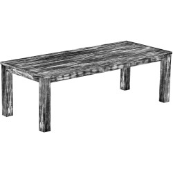 Esstisch 240x100 Rio Classico Shabby Antik Ebenholz massiver Pinien Holztisch - vorgerichtet für Ansteckplatten - Tisch ausziehb