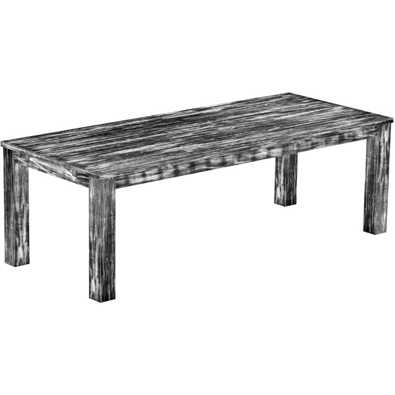 Esstisch 240x100 Rio Classico Shabby Antik Ebenholz massiver Pinien Holztisch - vorgerichtet für Ansteckplatten - Tisch ausziehb