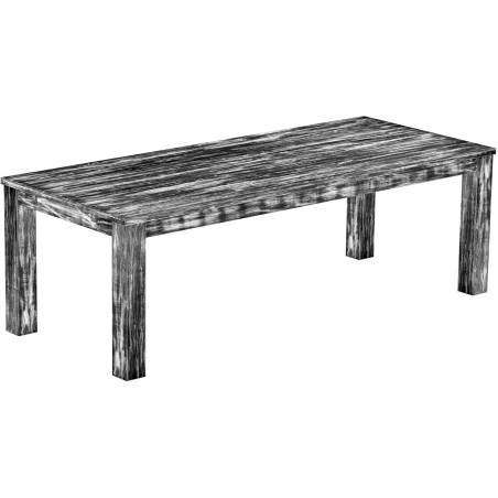 Esstisch 240x100 Rio Classico Shabby Antik Ebenholz massiver Pinien Holztisch - vorgerichtet für Ansteckplatten - Tisch ausziehb