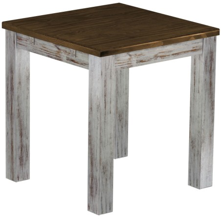 Esstisch 73x73 Rio Classico Shabby Platte Eiche massiver Pinien Holztisch - vorgerichtet für Ansteckplatten - Tisch ausziehbar