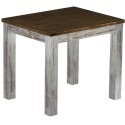 Esstisch 90x73 Rio Classico Shabby Platte Eiche massiver Pinien Holztisch - vorgerichtet für Ansteckplatten - Tisch ausziehbar