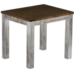 Esstisch 90x73 Rio Classico Shabby Platte Eiche massiver Pinien Holztisch - vorgerichtet für Ansteckplatten - Tisch ausziehbar
