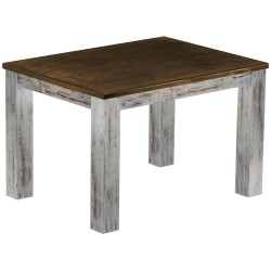 Esstisch 120x90 Rio Classico Shabby Platte Eiche massiver Pinien Holztisch - vorgerichtet für Ansteckplatten - Tisch ausziehbar