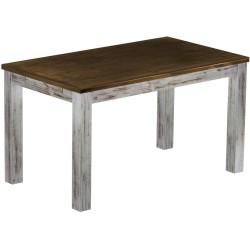 Esstisch 140x80 Rio Classico Shabby Platte Eiche massiver Pinien Holztisch - vorgerichtet für Ansteckplatten - Tisch ausziehbar