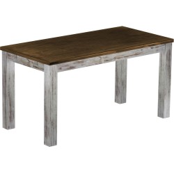 Esstisch 150x73 Rio Classico Shabby Platte Eiche massiver Pinien Holztisch - vorgerichtet für Ansteckplatten - Tisch ausziehbar