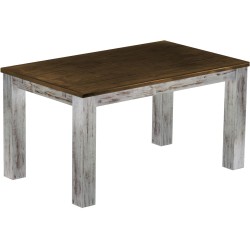 Esstisch 150x90 Rio Classico Shabby Platte Eiche massiver Pinien Holztisch - vorgerichtet für Ansteckplatten - Tisch ausziehbar