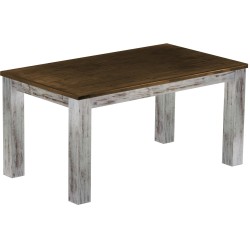 Esstisch 160x90 Rio Classico Shabby Platte Eiche massiver Pinien Holztisch - vorgerichtet für Ansteckplatten - Tisch ausziehbar