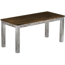 Esstisch 170x73 Rio Classico Shabby Platte Eiche massiver Pinien Holztisch - vorgerichtet für Ansteckplatten - Tisch ausziehbar