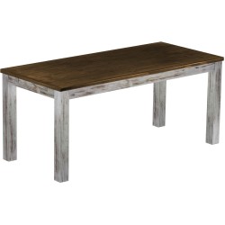 Esstisch 180x80 Rio Classico Shabby Platte Eiche massiver Pinien Holztisch - vorgerichtet für Ansteckplatten - Tisch ausziehbar