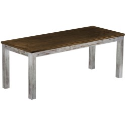 Esstisch 200x80 Rio Classico Shabby Platte Eiche massiver Pinien Holztisch - vorgerichtet für Ansteckplatten - Tisch ausziehbar