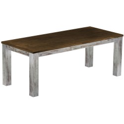 Esstisch 208x90 Rio Classico Shabby Platte Eiche massiver Pinien Holztisch - vorgerichtet für Ansteckplatten - Tisch ausziehbar