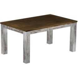 Esstisch 160x100 Rio Classico Shabby Platte Eiche massiver Pinien Holztisch - vorgerichtet für Ansteckplatten - Tisch ausziehbar