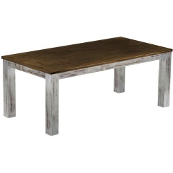Esstisch 200x100 Rio Classico Shabby Platte Eiche massiver Pinien Holztisch - vorgerichtet für Ansteckplatten - Tisch ausziehbar