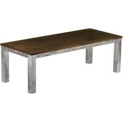 Esstisch 240x100 Rio Classico Shabby Platte Eiche massiver Pinien Holztisch - vorgerichtet für Ansteckplatten - Tisch ausziehbar
