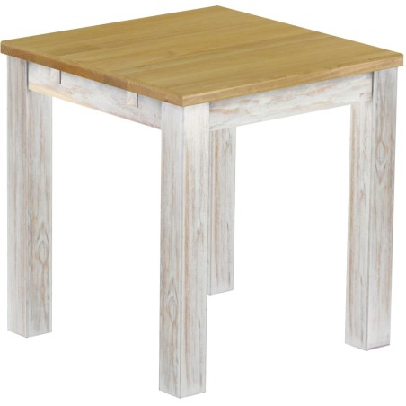Esstisch 73x73 Rio Classico Shabby Platte Brasil massiver Pinien Holztisch - vorgerichtet für Ansteckplatten - Tisch ausziehbar