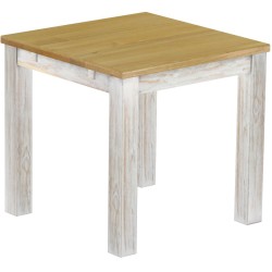 Esstisch 80x80 Rio Classico Shabby Platte Brasil massiver Pinien Holztisch - vorgerichtet für Ansteckplatten - Tisch ausziehbar