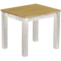 Esstisch 90x73 Rio Classico Shabby Platte Brasil massiver Pinien Holztisch - vorgerichtet für Ansteckplatten - Tisch ausziehbar