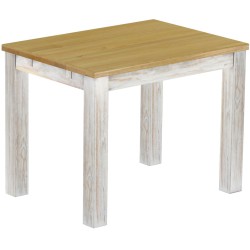 Esstisch 100x73 Rio Classico Shabby Platte Brasil massiver Pinien Holztisch - vorgerichtet für Ansteckplatten - Tisch ausziehbar