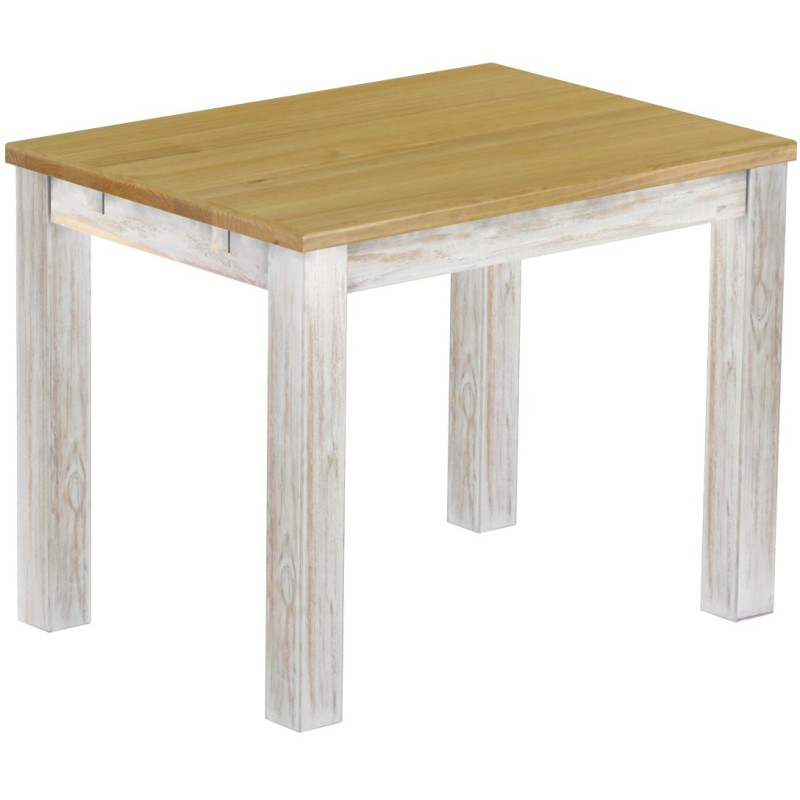 Esstisch 100x73 Rio Classico Shabby Platte Brasil massiver Pinien Holztisch - vorgerichtet für Ansteckplatten - Tisch ausziehbar