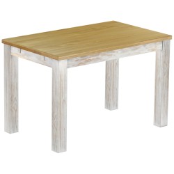 Esstisch 120x73 Rio Classico Shabby Platte Brasil massiver Pinien Holztisch - vorgerichtet für Ansteckplatten - Tisch ausziehbar