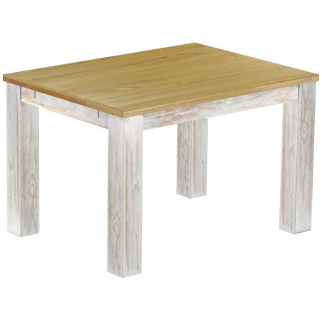 Esstisch 120x90 Rio Classico Shabby Platte Brasil massiver Pinien Holztisch - vorgerichtet für Ansteckplatten - Tisch ausziehbar