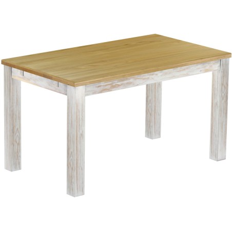 Esstisch 140x80 Rio Classico Shabby Platte Brasil massiver Pinien Holztisch - vorgerichtet für Ansteckplatten - Tisch ausziehbar