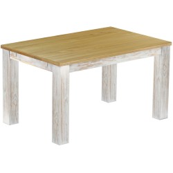 Esstisch 140x90 Rio Classico Shabby Platte Brasil massiver Pinien Holztisch - vorgerichtet für Ansteckplatten - Tisch ausziehbar