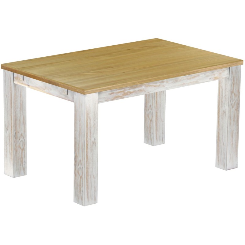 Esstisch 140x90 Rio Classico Shabby Platte Brasil massiver Pinien Holztisch - vorgerichtet für Ansteckplatten - Tisch ausziehbar