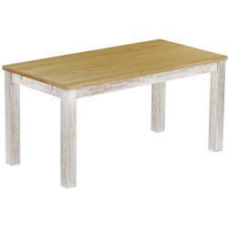 Esstisch 160x80 Rio Classico Shabby Platte Brasil massiver Pinien Holztisch - vorgerichtet für Ansteckplatten - Tisch ausziehbar