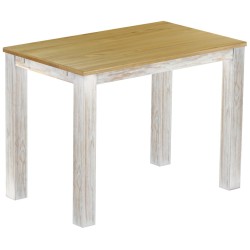 Esstisch 150x90 Rio Classico Shabby Platte Brasil massiver Pinien Holztisch - vorgerichtet für Ansteckplatten - Tisch ausziehbar