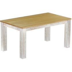 Esstisch 160x90 Rio Classico Shabby Platte Brasil massiver Pinien Holztisch - vorgerichtet für Ansteckplatten - Tisch ausziehbar