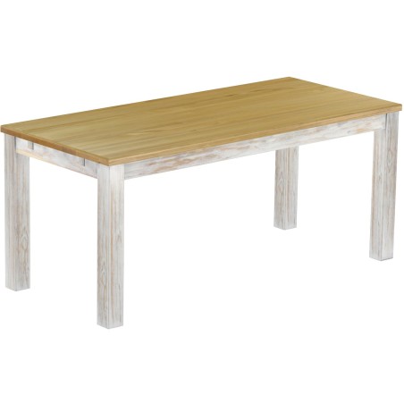 Esstisch 180x80 Rio Classico Shabby Platte Brasil massiver Pinien Holztisch - vorgerichtet für Ansteckplatten - Tisch ausziehbar