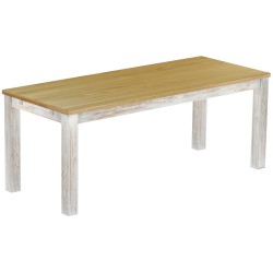 Esstisch 200x80 Rio Classico Shabby Platte Brasil massiver Pinien Holztisch - vorgerichtet für Ansteckplatten - Tisch ausziehbar