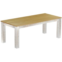 Esstisch 208x90 Rio Classico Shabby Platte Brasil massiver Pinien Holztisch - vorgerichtet für Ansteckplatten - Tisch ausziehbar