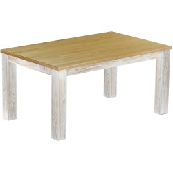 Esstisch 160x100 Rio Classico Shabby Platte Brasil massiver Pinien Holztisch - vorgerichtet für Ansteckplatten - Tisch ausziehba