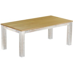 Esstisch 200x100 Rio Classico Shabby Platte Brasil massiver Pinien Holztisch - vorgerichtet für Ansteckplatten - Tisch ausziehba