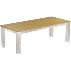 Esstisch 240x100 Rio Classico Shabby Platte Brasil massiver Pinien Holztisch - vorgerichtet für Ansteckplatten - Tisch ausziehba