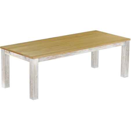 Esstisch 240x100 Rio Classico Shabby Platte Brasil massiver Pinien Holztisch - vorgerichtet für Ansteckplatten - Tisch ausziehba