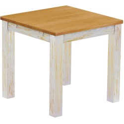 Esstisch 80x80 Rio Classico Shabby Platte Honig massiver Pinien Holztisch - vorgerichtet für Ansteckplatten - Tisch ausziehbar